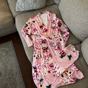 Mommy and me robe and swaddle set